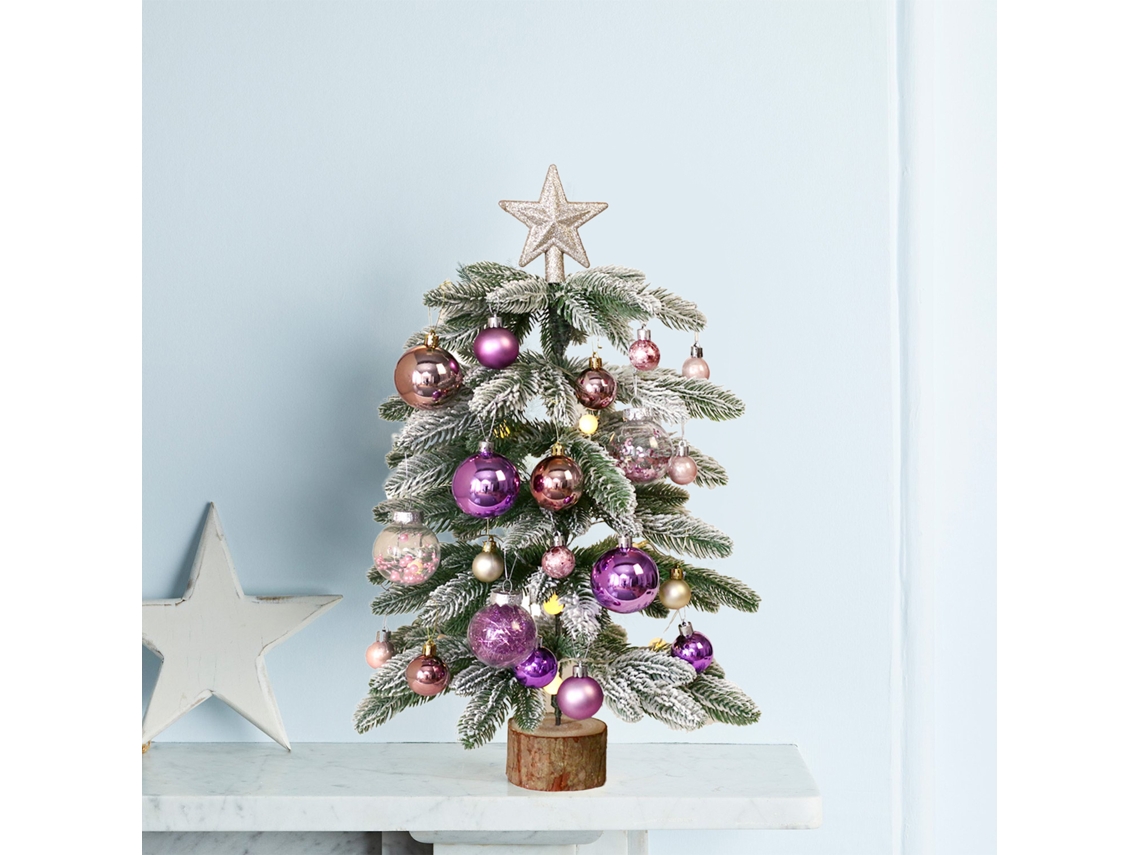 Mini Árvore De Natal (com Luzes Led, Com Revestimento Branco) Eoocoo