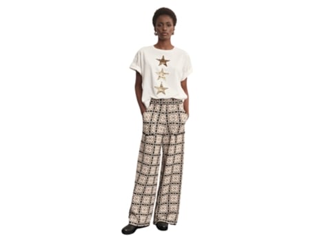 Calças Fantasia De Mulher Akep Fiori Viscose Branco (s)