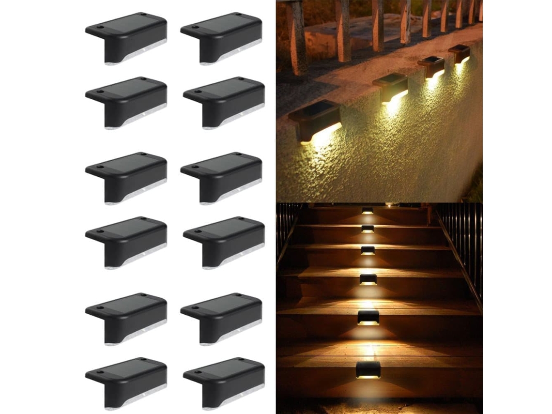 Kit com 4 8 12 16 Luzes Solares Lâmpadas Led À Prova D'água Compatíveis com Jardim, Cerca, Escadas e Terraço AQUAFORGE