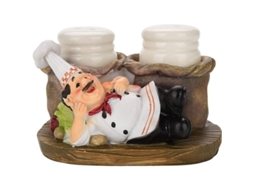 Set De Saleros E Pimenteros Chef Com Estátua Decorativa Organizador De Especias Para Cozinha Lar Café Restaurante