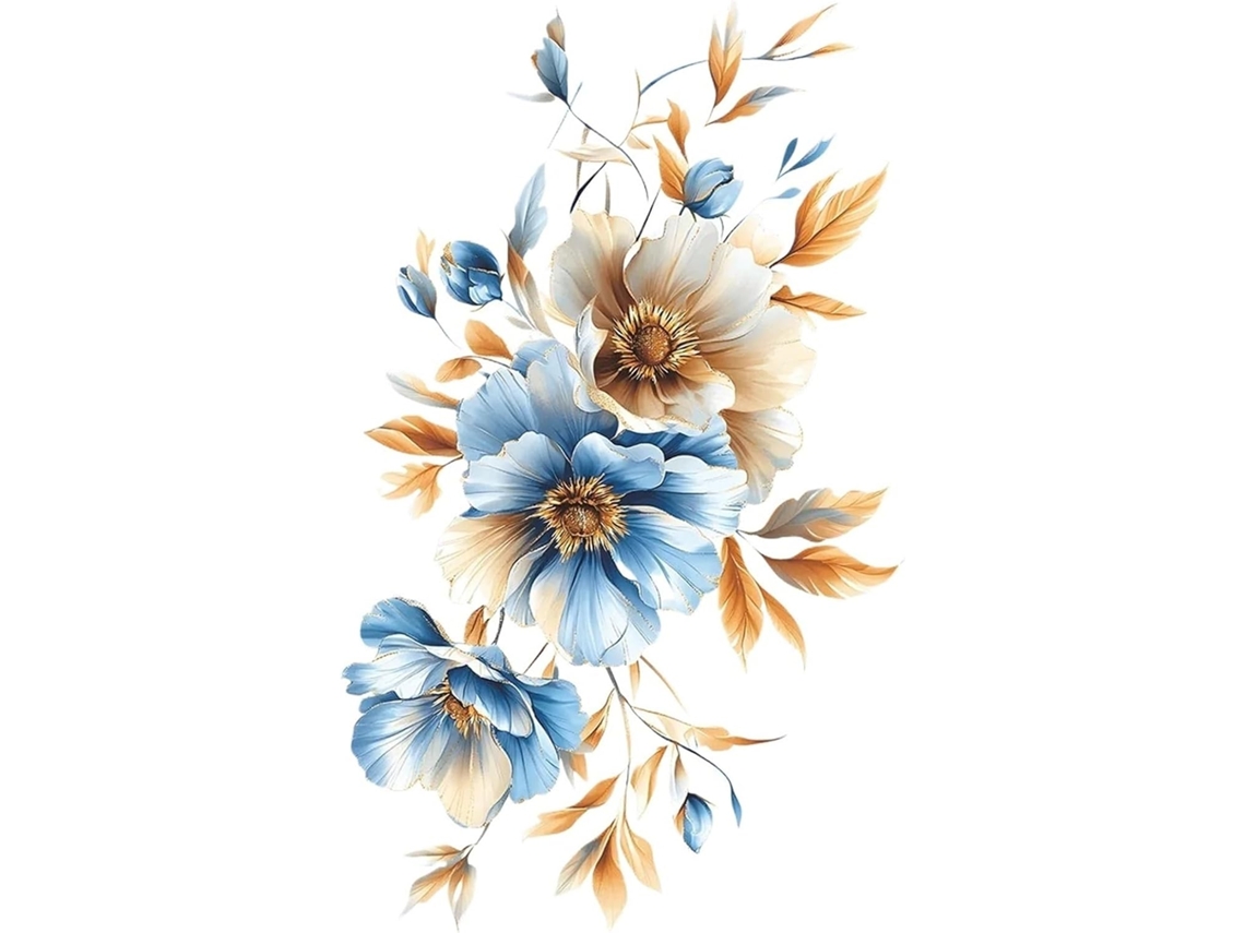 Adesivos De Parede Autoadesivos Com Flores Azuis Para Decoração De Quarto, Banheiro, Sala De Estar E Casa.