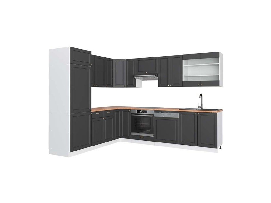 Cozinha de canto Fame-Line, 227 x 287 cm, carvalho PT, ouro antracite/branco, Vicco