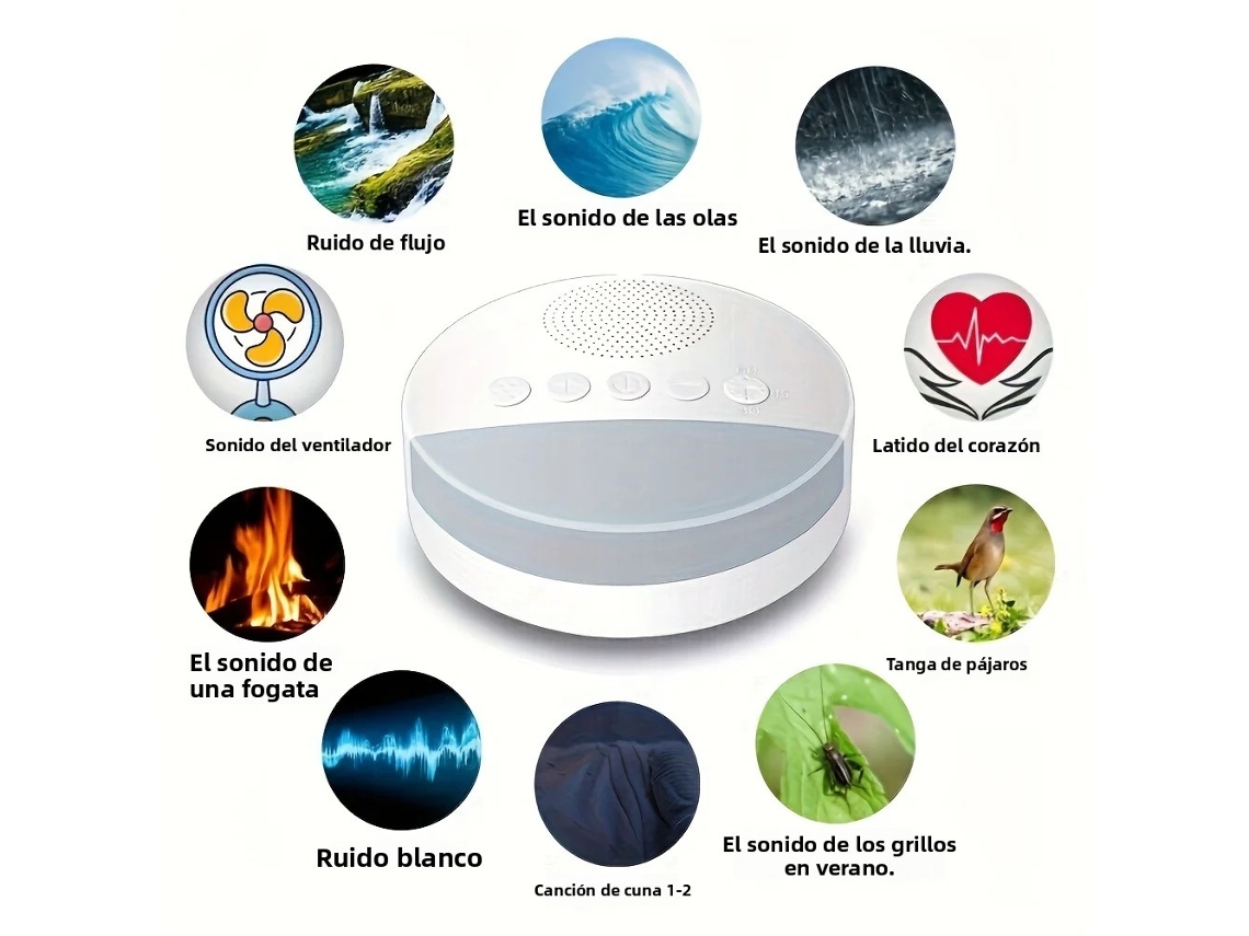 Reprodutor Portátil de Ruído Branco Recarregável Via Usb com Bateria de 1200mah MDUG