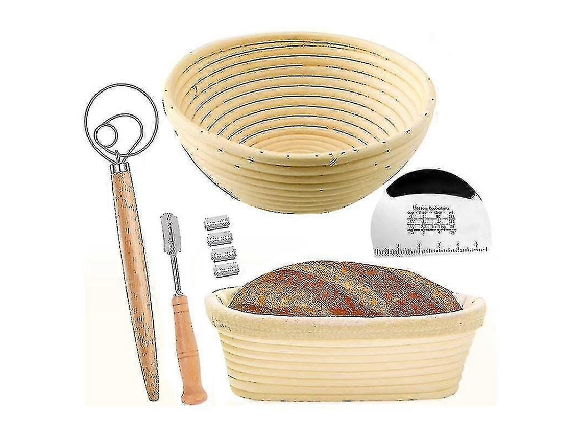 Conjunto De 2 Cestos Banneton Para Pão Artesanal, Formato Redondo E Oval, Para Massa Madre, Fermentação Natural E Padaria Doméstica