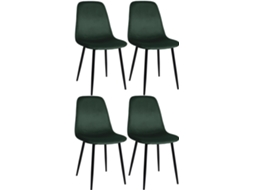 Conjunto de 4 cadeiras de jantar Napier verde/veludo CLP