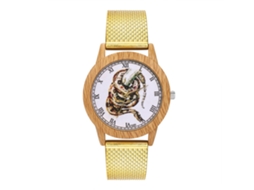 Reloj De Cuarzo Analógico Unisex Con Correa De Malla Lujo Simple Casual Oro Zhoulianfa