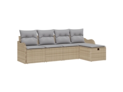 Conjunto 5 Móveis De Jardim Vidaxl Bege Vime Pe (231 X 117 X 85 Cm)