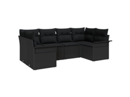 Conjunto 6 Móveis De Jardim Vidaxl Preto Vime Pe (234 X 132,5 X 85 Cm)