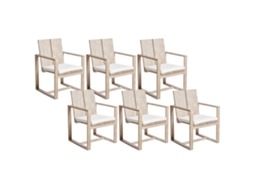 Sillas Rústicas Con Reposabrazos Beliani Azzanello De Madera De Acacia Marrón 63x61x90