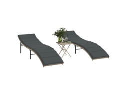 Vidaxl Espreguiçadeiras Com Mesa 2 Pcs Vime Pe Cinzento-claro