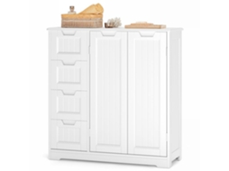 Armário de banheiro moderno - 2 portas 4 gavetas - MDF branco - 1 peça - 81x30x83 cm