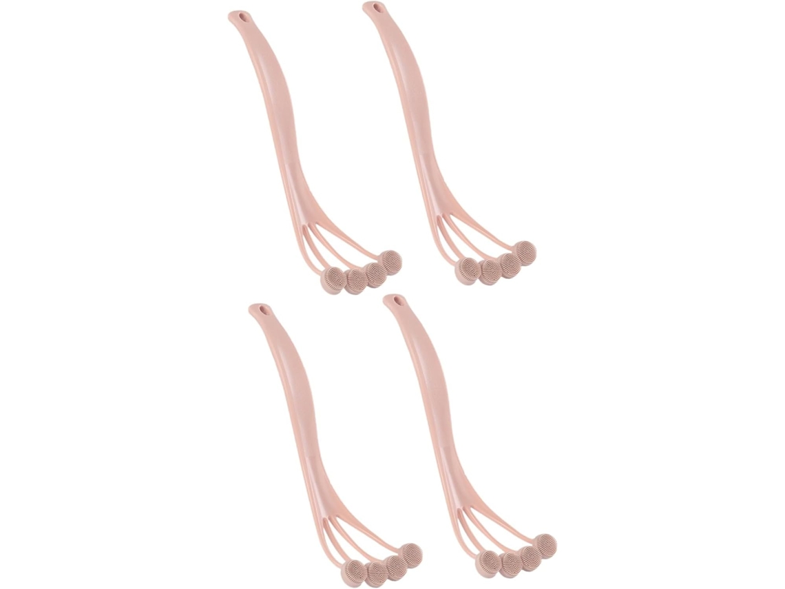 Conjunto De 4 Escovas Esfoliantes Corporais Silicone Healeved Com Cabo Para Fácil Limpeza, Ergonômicas E Práticas Para