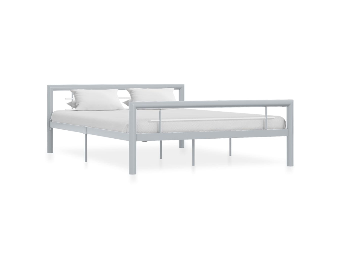 Vidaxl Estrutura De Cama 120x200 Cm Metal Cinzento E Branco