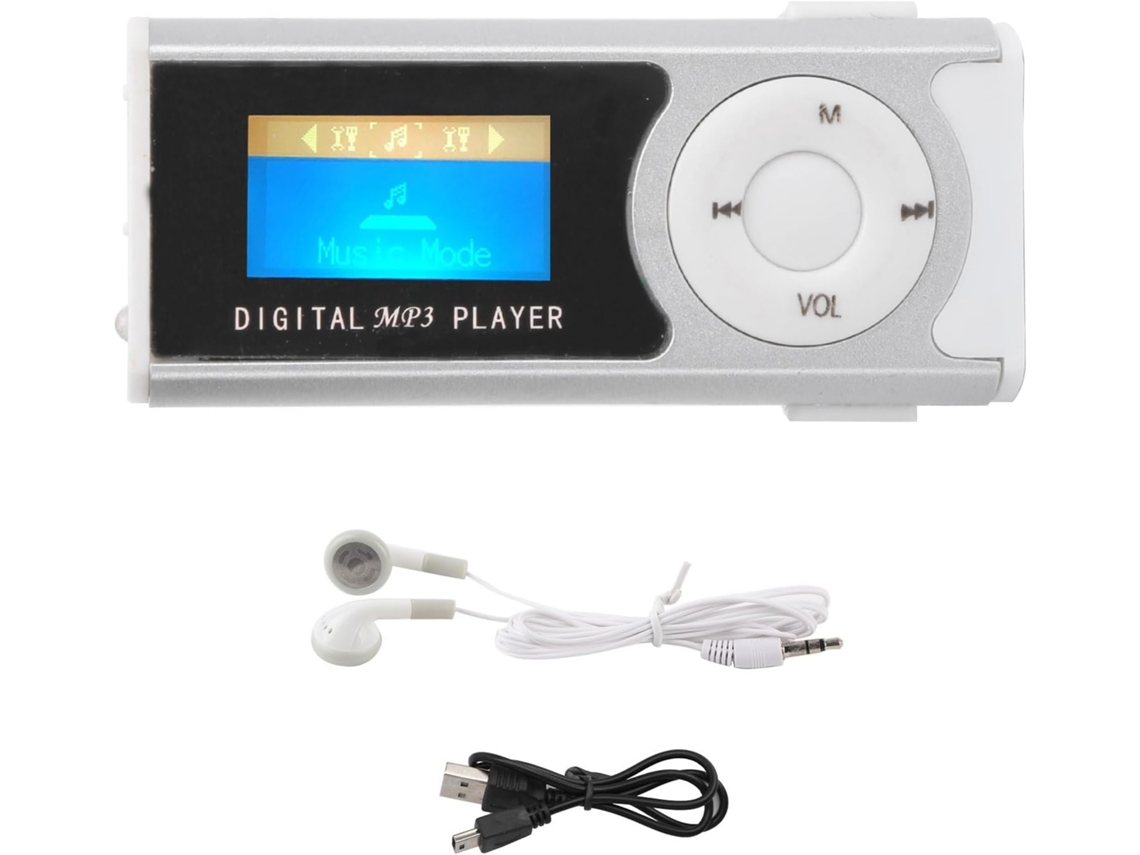 Reprodutor de MP3 portátil para esportes, música e uso infantil - Lanterna, pequeno reprodutor com tela traseira acoplável.