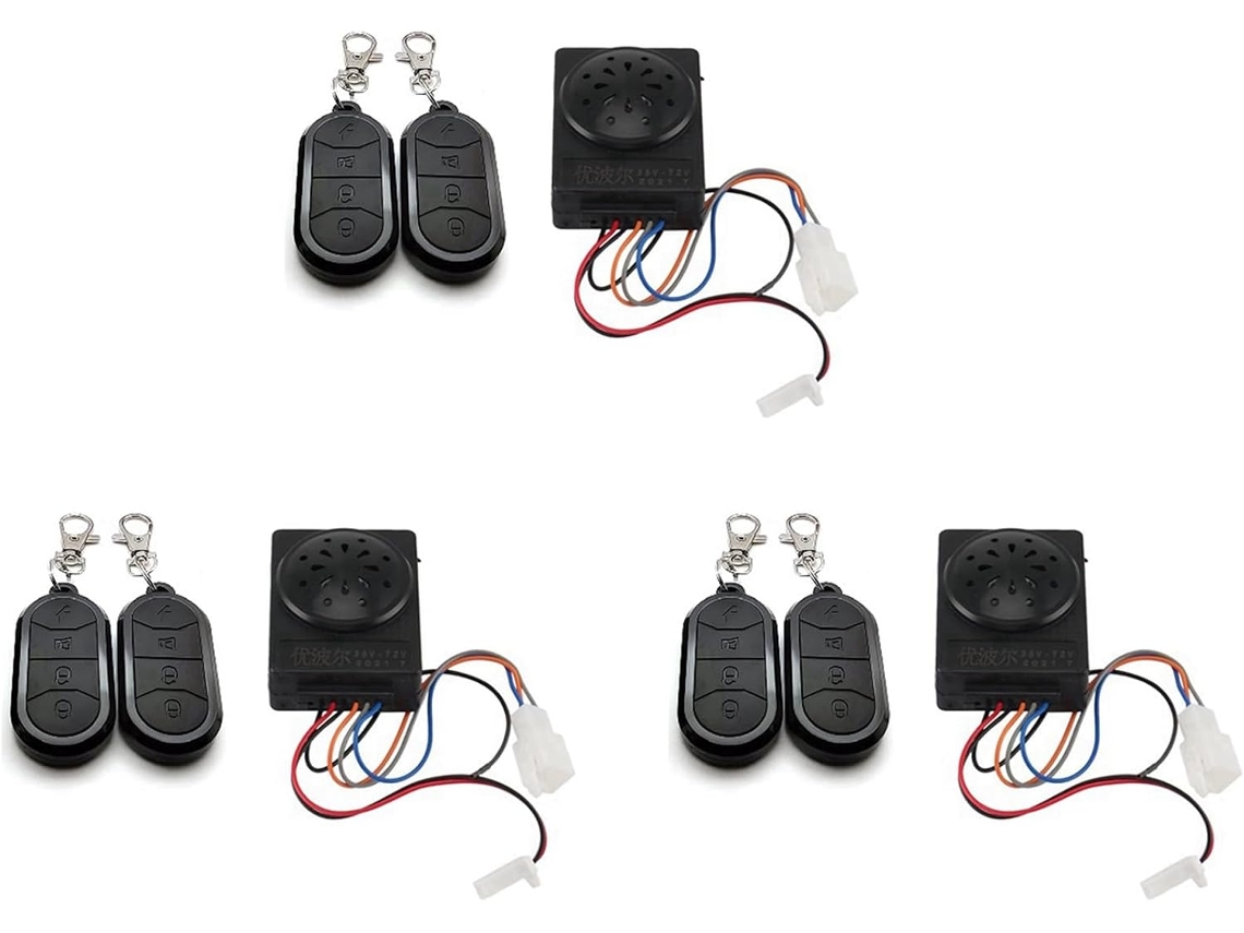 Sistema de Alarme Triplo para Bicicleta Elétrica com Controle Remoto Duplo, 36v 48v 60v 72v para Bicicletas Elétricas/scooters SFUSHOS
