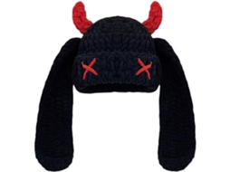 Gorro de Crochê Quente e Elástico com Chifres de Diabo, Ideal para Cosplay, Halloween, Natal e Fantasias. SFUSHOS