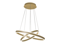 Luminária Pendente Palau Led 108w 3000k Dimerizável Ø60 E Ø40 Cm Ouro Fosco Dois Anéis De Metal E Metacrilato Fabas Luce