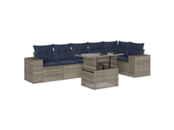 Conjunto de Sofá de Jardim, 7 Peças, Almofadas, Rattan Cinza MAISON EXCLUSIVE
