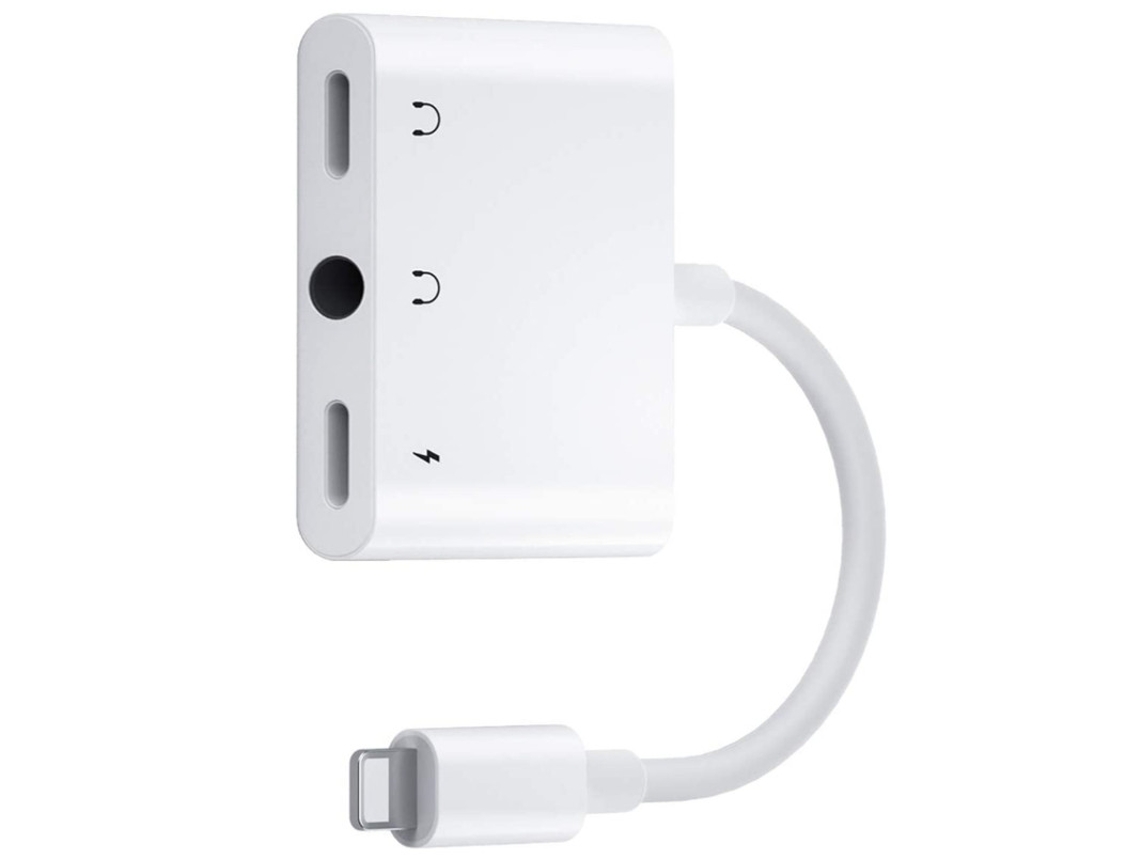 Divisor De Fone De Ouvido 3.5mm Iluminação Dupla, 3 Em 1, Com Porta De Carregamento, Compatível Telefones 11 Etc, Suporte Ios Branco Bestvite