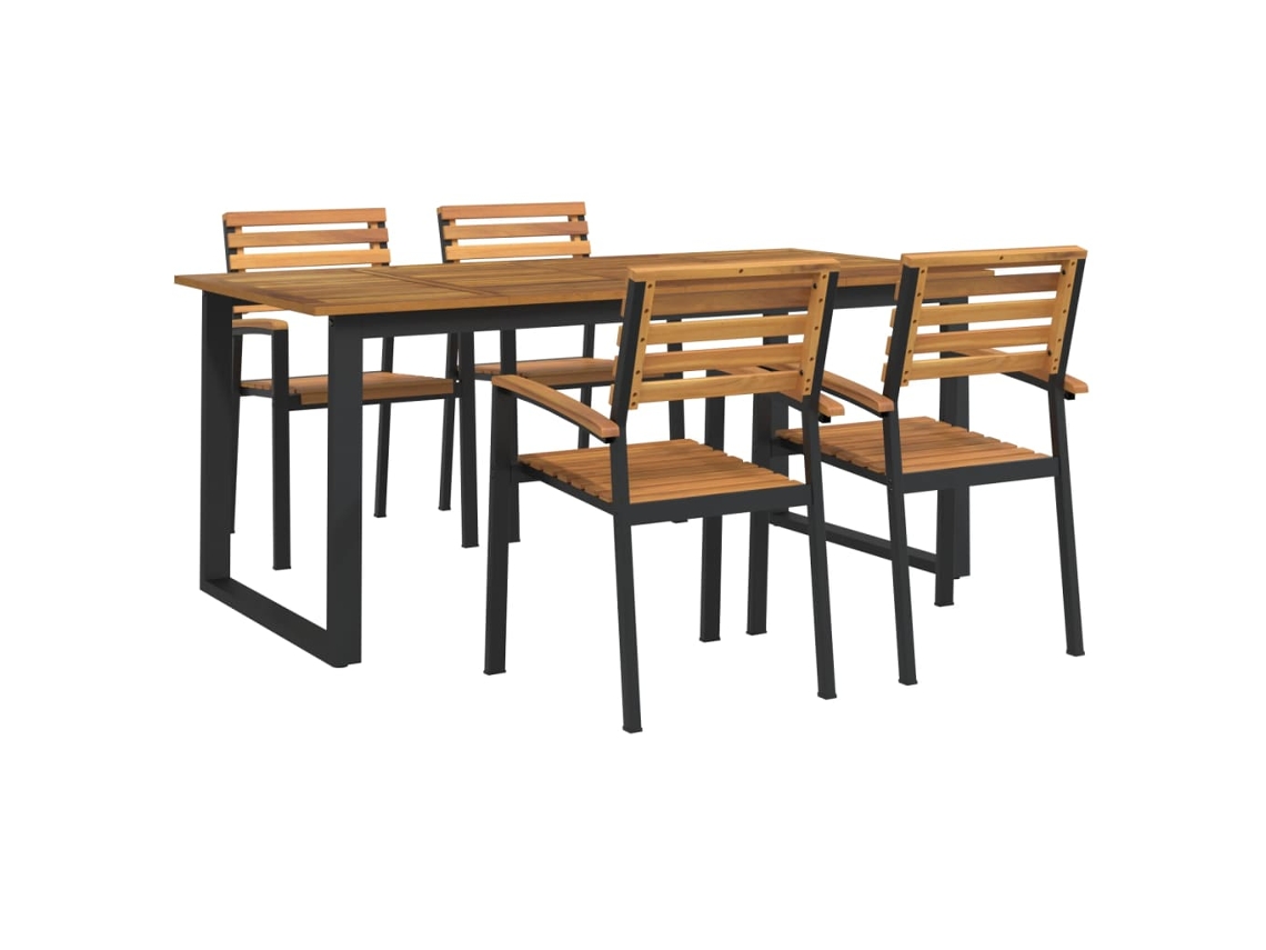 Conjunto de Jantar Jardim 7 Pcs Madeira Acácia Maciça e Metal MAISON EXCLUSIVE