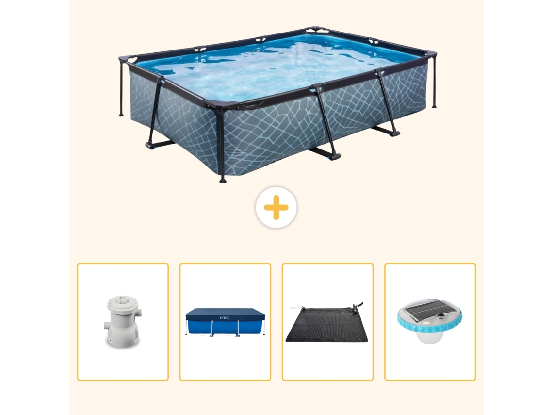 Exit-toys Piscina Exit Retangular - Efeito Pedra - 300x200x65 Cm - 5-peças S328