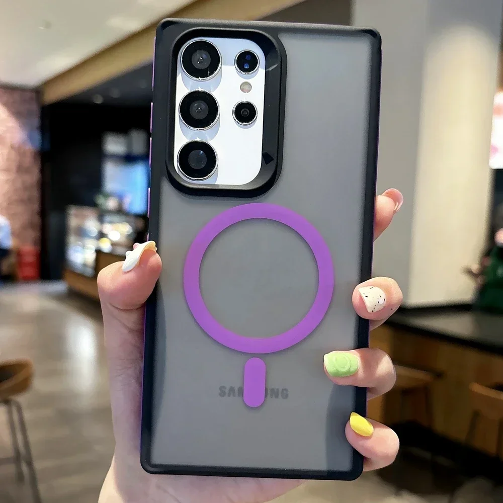 (galaxy S24, Roxo) Capa Protetora Magnética Para Samsung, Com Acabamento Fosco Antiderrapante, Compatível Com Carregamento Magsafe.
