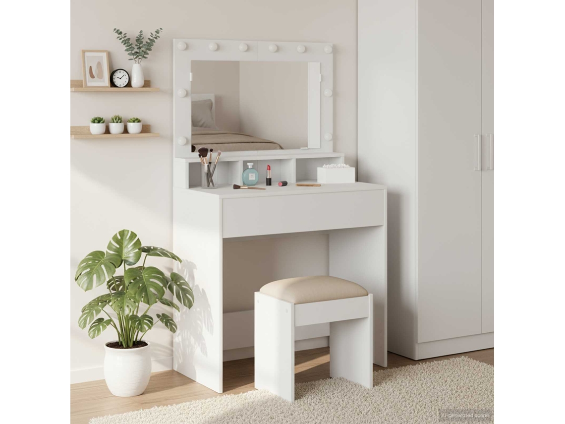 Vidaxl Mesa De Vestir Branco 78,5 X 41 X 135 Cm Derivados De Madeira