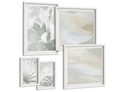 Quadros Decorativos Para Parede Canais De Veneza, Arquitetura Moldura Branca Pinturas De Quarto Espelharte (conjunto De 5 Imagens)
