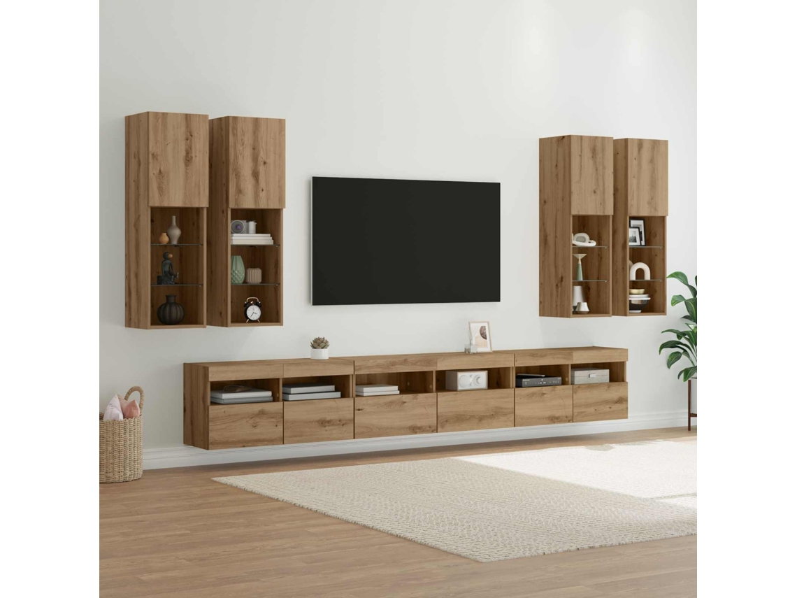 Vidaxl Conjunto De Gabinete De Parede Para Tv 7 Unid.