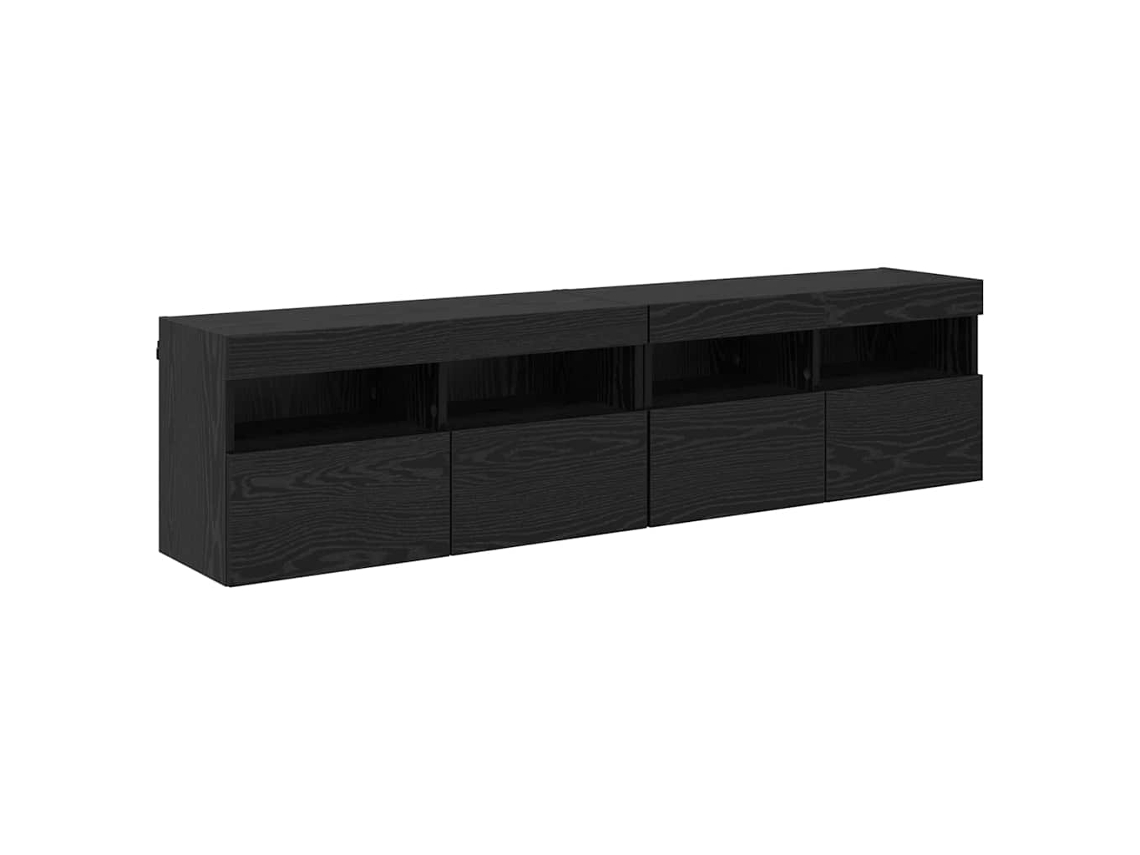 Conjunto 2 Gabinete Para Tv Vidaxl Preto Derivados De Madeira (80 X 30 X 40 Cm)