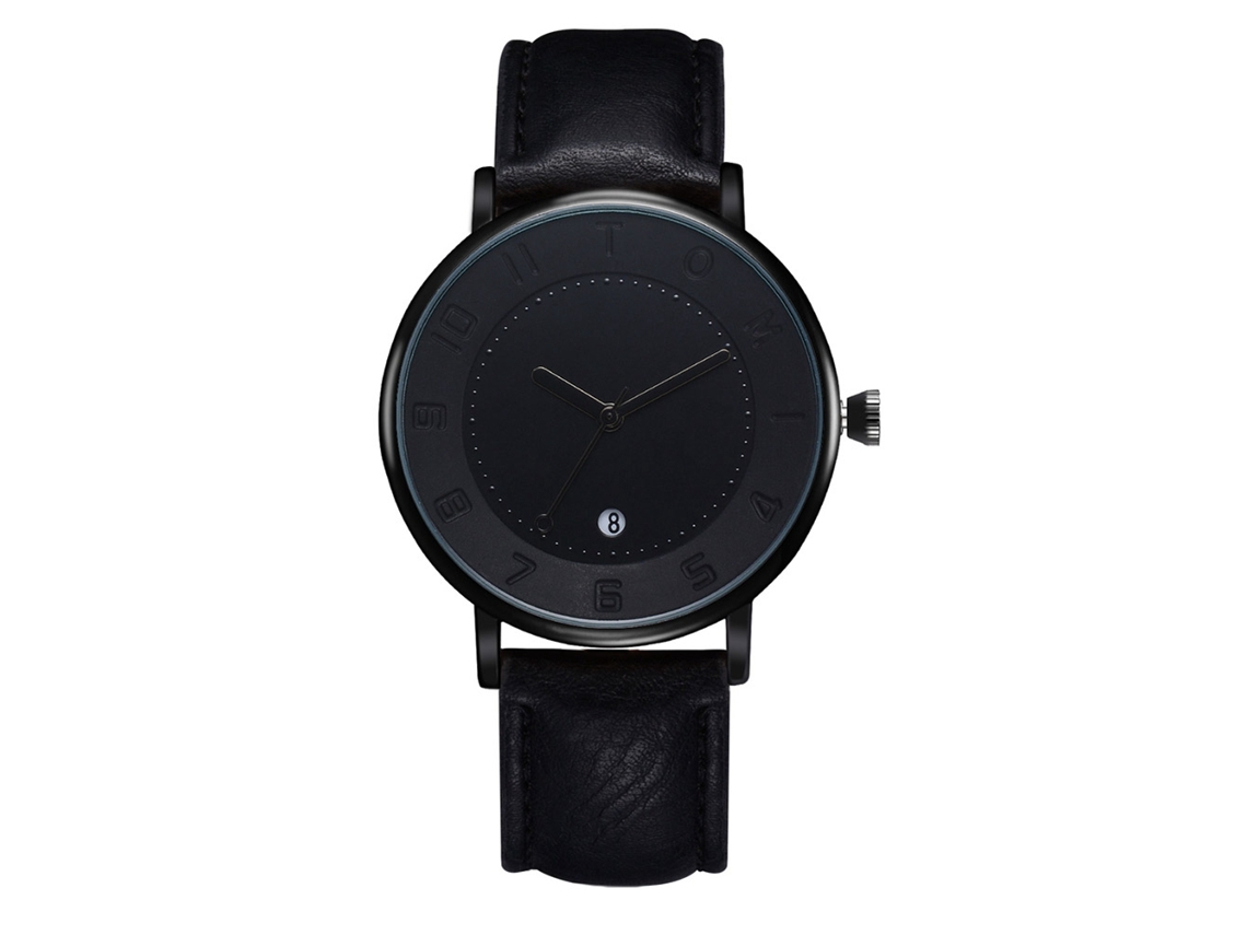 Relógio de pulso masculino Tomi Modern Business com mostrador redondo, pulseira de PU e movimento de quartzo.