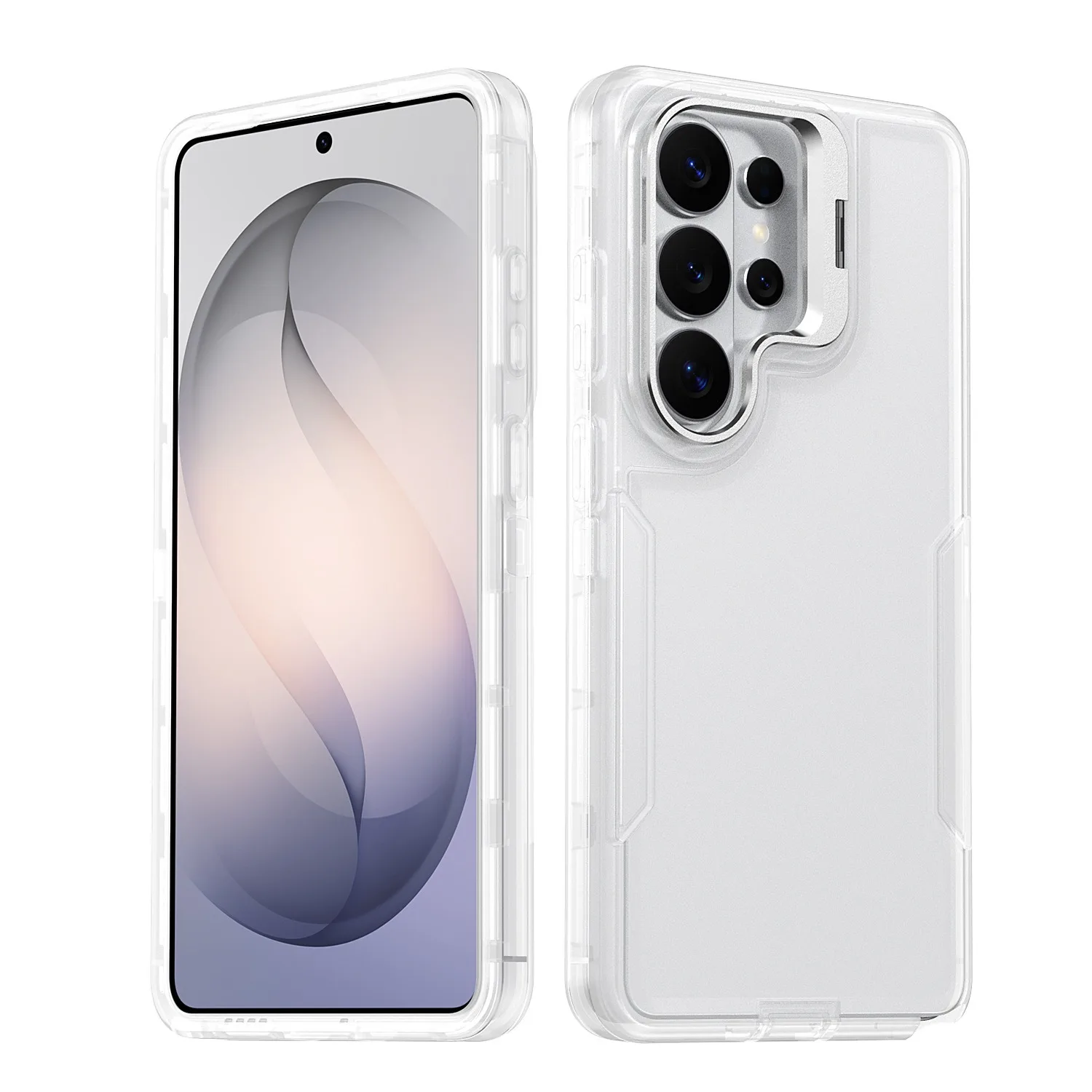 (branco, Galaxy S25 Fe) Capa Protetora Completa Em Material Híbrido Resistente Com Suporte De Lente Em Liga Metálica.