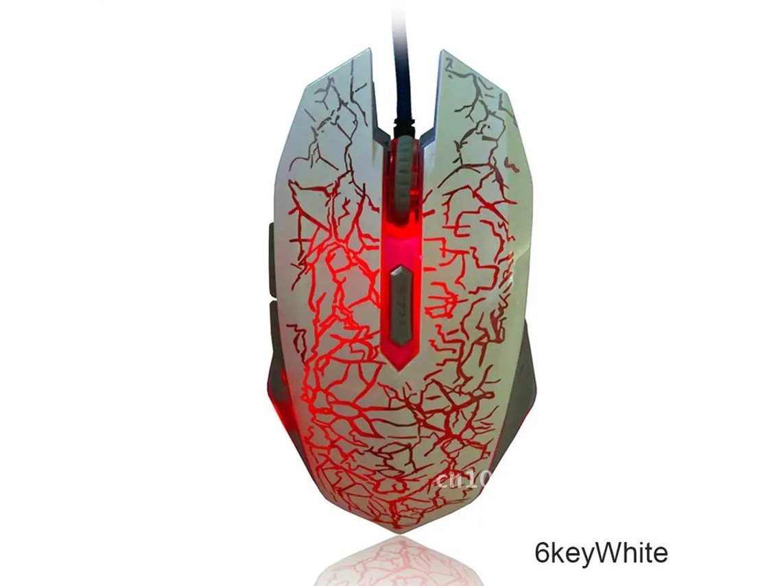 Rato Yizhood 6 Chaves 2400dpi Led Colorido Gaming Professional Ultra Preciso Com Fio Usb Branco