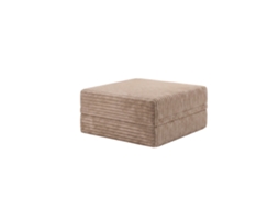 Sofá Modular Puff Convertível Veludo Listado Taupe SKOFFA