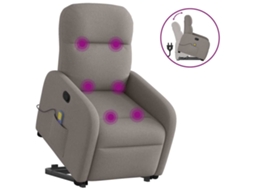 Vidaxl Poltrona Elevatória De Massagens Tecido Cinzento-acastanhado