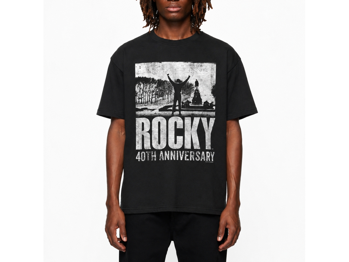 Rockinstone Rocky Movie 40th Anniversary 2 Black Adult T-shirt Size:xxxl