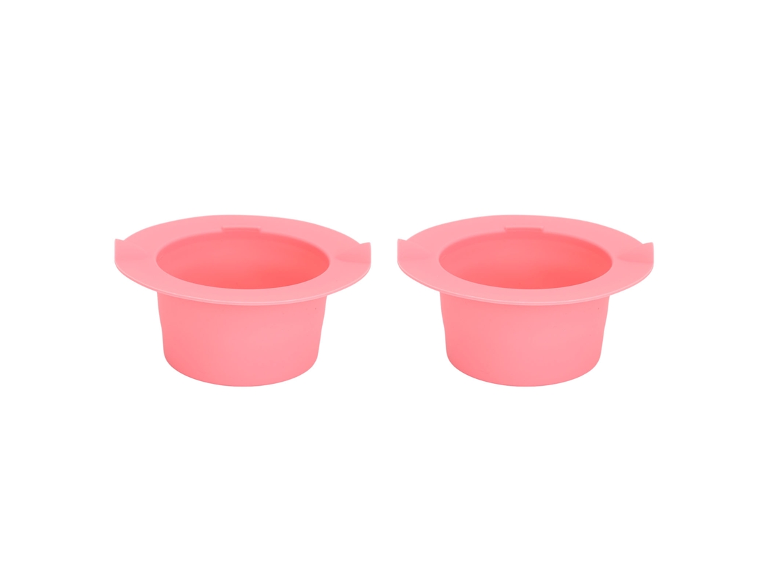 2 Peças Recipiente De Silicone Para Aquecimento De Cera 400ml Rosa