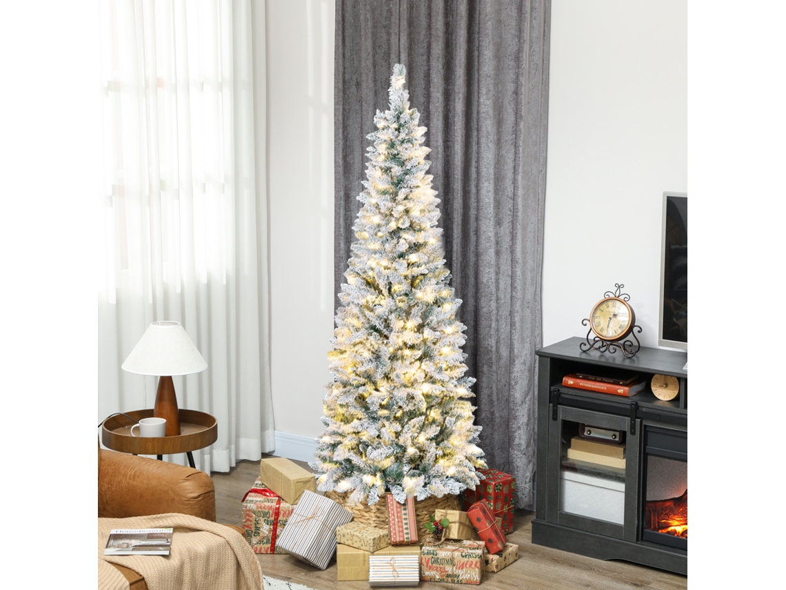 Árvore De Natal Estreita De 60 Polegadas Com Luzes Led Bicolor, 11 Modos De Iluminação, 479 Galhos, Verde.