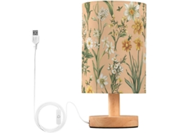 Abajur De Cabeceira Retrô Com Estampa Narciso, Osteospermum, Tomilho E Flor de Pêssego Luminária Mesa Infantil