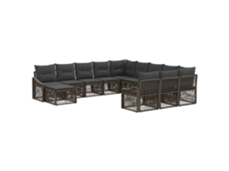 Vidaxl Conjunto De Sofá De Jardim 12 Pcs Cinzento Vime Pe