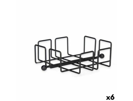 Porta-guardanapos Preto Metal 19,3 x 6,5 x 19,3 cm (6 Unidades)