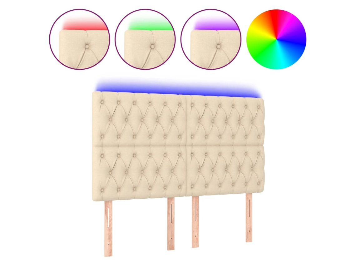 Cabeceira de Cama com Luzes Led Tecido Cor Creme MAISON EXCLUSIVE (160x7x118 cm)