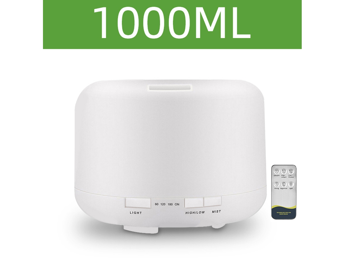 Umidificador com aromaterapia, 500/1000ml, recarregável via USB, branco | MDUG