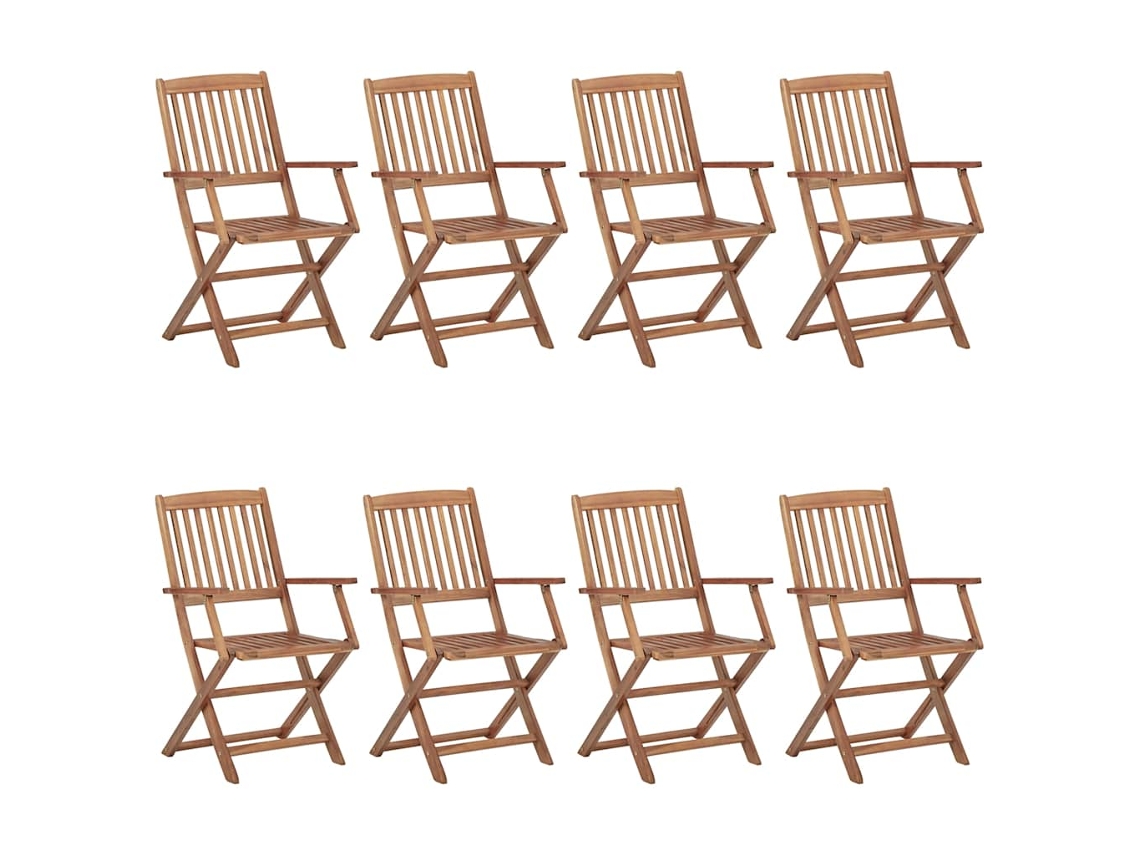 Maison Exclusive - Cadeiras De Jardim Dobráveis 8 Pcs C/ Almofadões Acácia Maciça