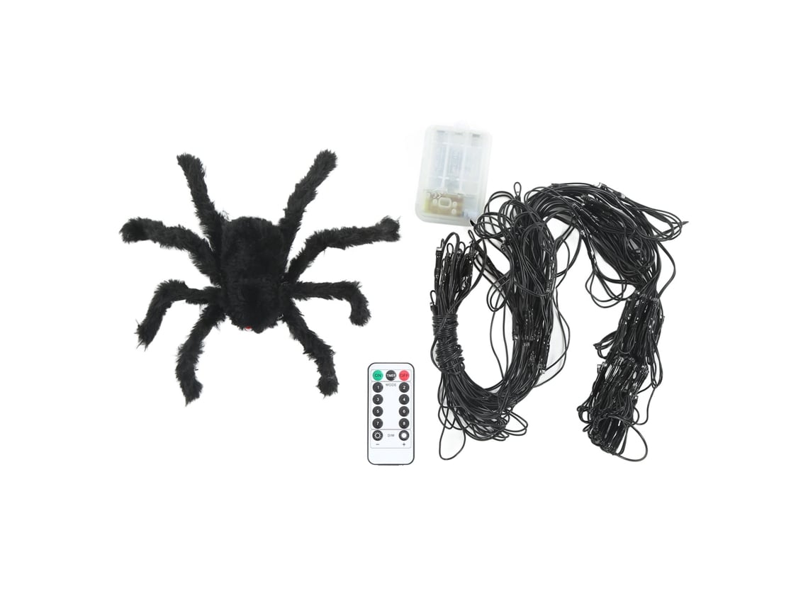 Ats luces de Telaraña de Araña Led Impermeables Con Control Remoto Decoración de Halloween Luz Blanca Cálida
