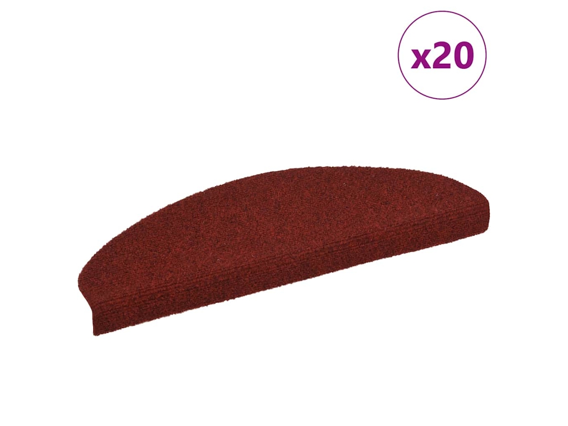 Vidaxl Tapetes De Escada Autoadesivos 20 Peças 65x21x4 Cm Vermelho Bordô Meio Redondo Grande