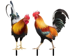 Galo de Metal Kit de 2 Peças para Decoração de Primavera Ao Ar Livre, com Fecho, em Cores Vibrantes Ornamento para CHABERLU