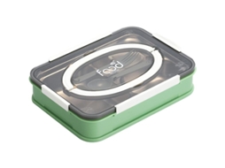 2026 bento Box Niños Acero Inoxidable 4 Compartimentos Portátil Antiderrame 2 Oz Verde