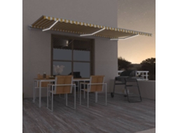 Vidaxl Toldo Automático Led E Sensor De Vento 600x300cm Amarelo/branco