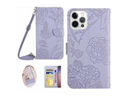 Capa Pega Para Iphone 15 Pro Max Pele Sintética Roxo